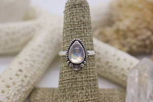 Rainbow Moonstone Ring; size 5.75