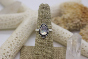 Rainbow Moonstone Ring; size 5.75