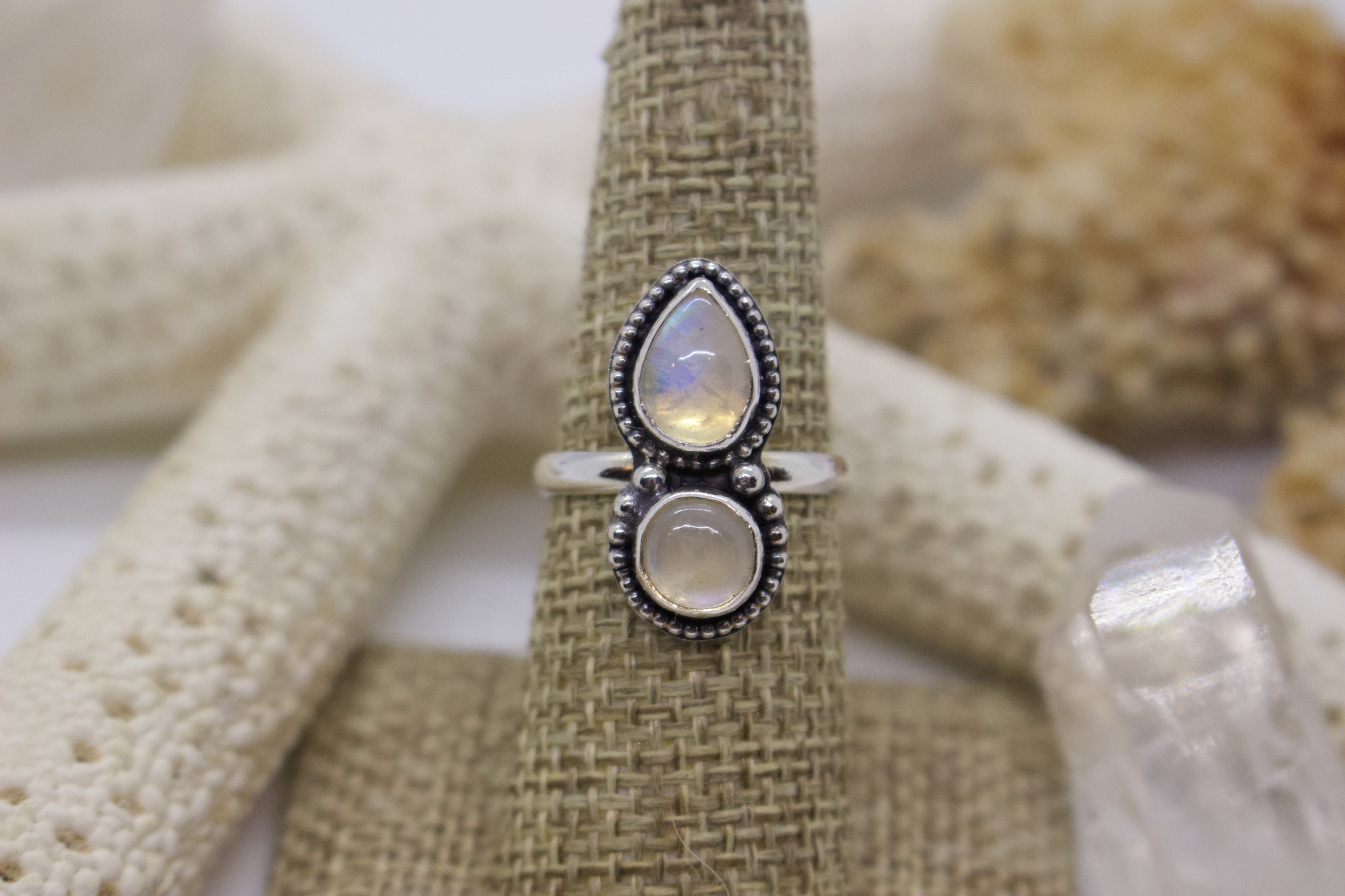 Rainbow Moonstone Ring; size 7.25