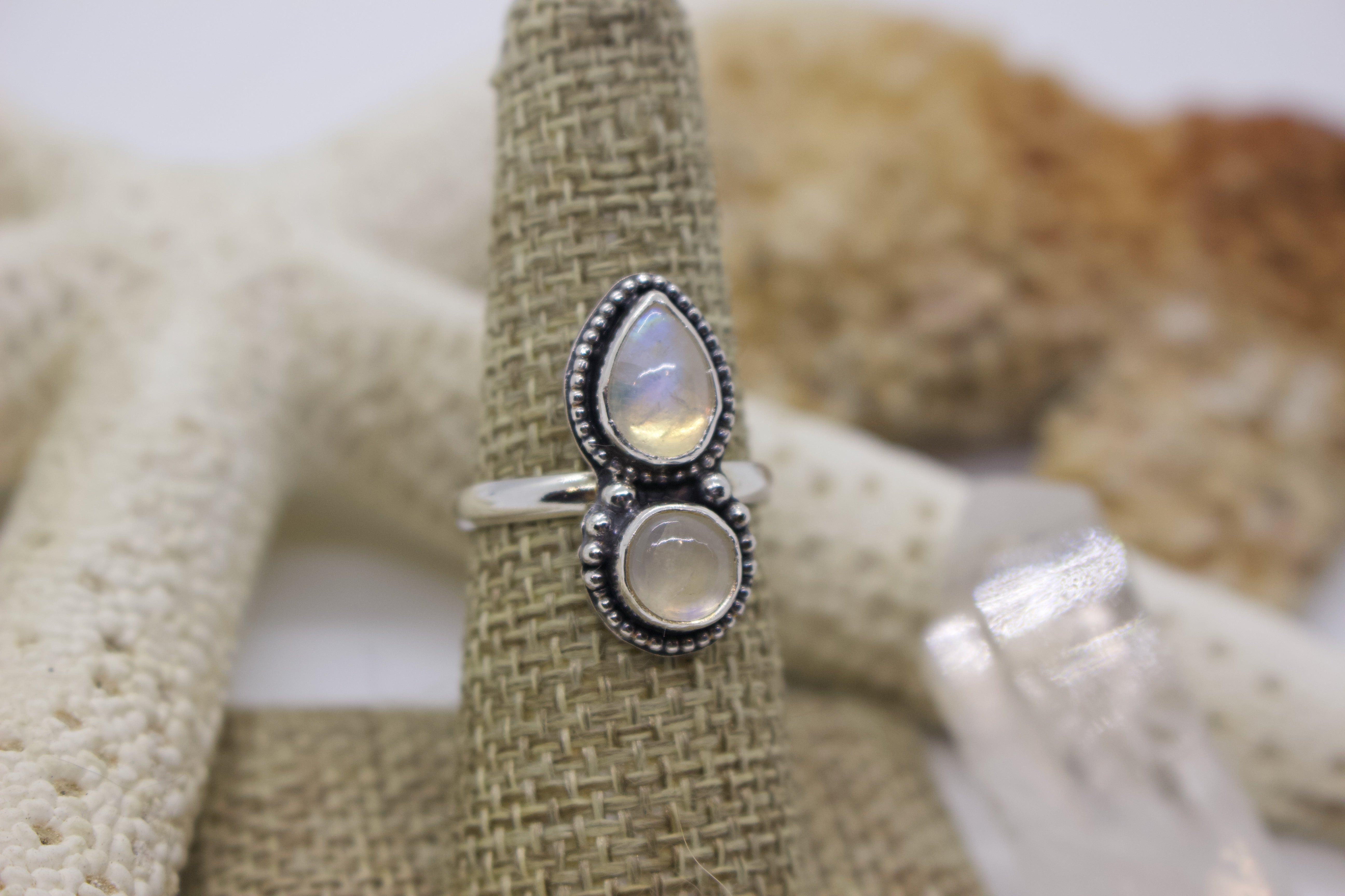 Rainbow Moonstone Ring; size 7.25