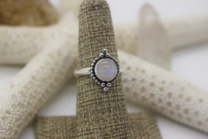 Rainbow Moonstone Ring; size 6