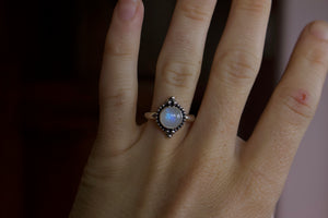 Rainbow Moonstone Ring; size 6