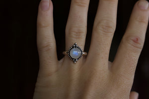 Rainbow Moonstone Ring; size 6